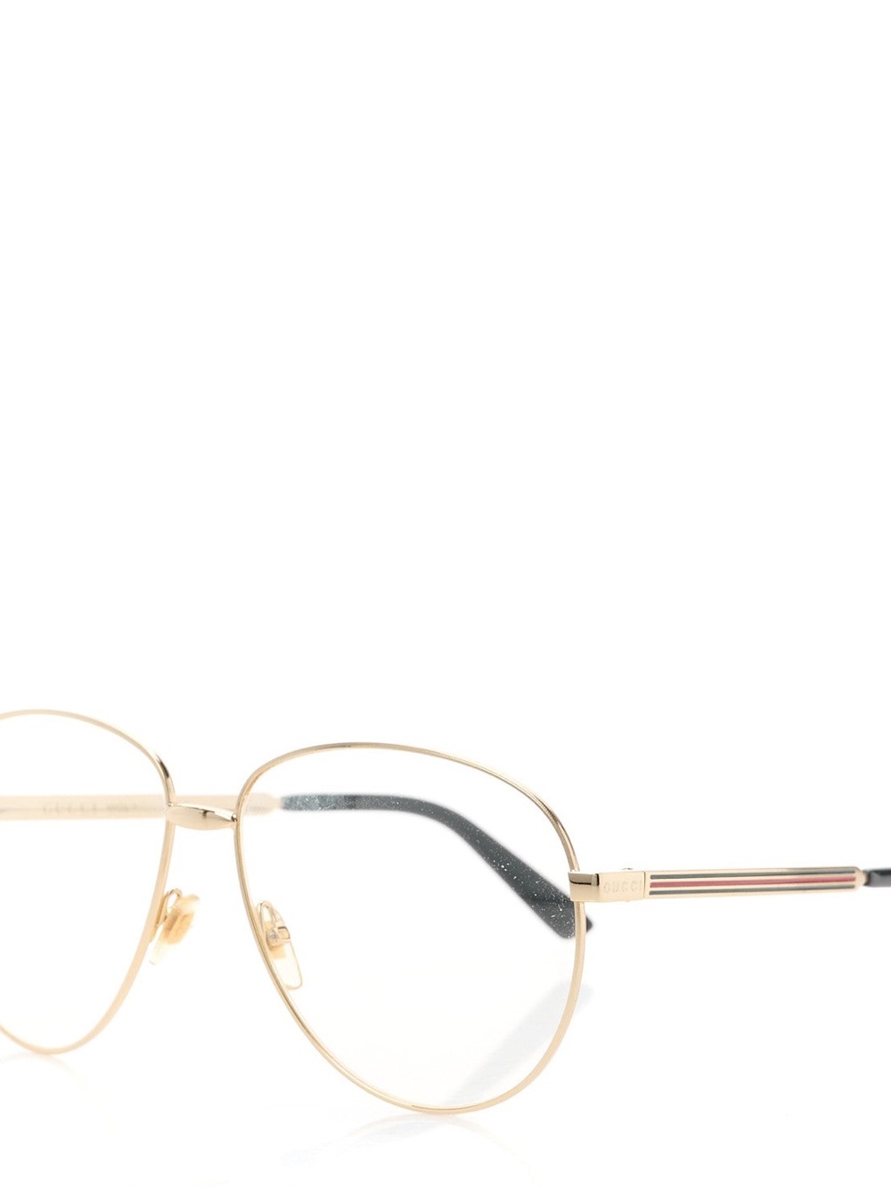 Gucci Gold Metal Round Glasses with Blue Case